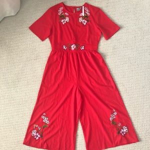 ASOS Red Embroidered Jumpsuit NWT